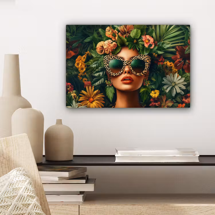 Canvas schilderij - Vrouw - Panterprint - Jungle - Natuur - Luxe — 5