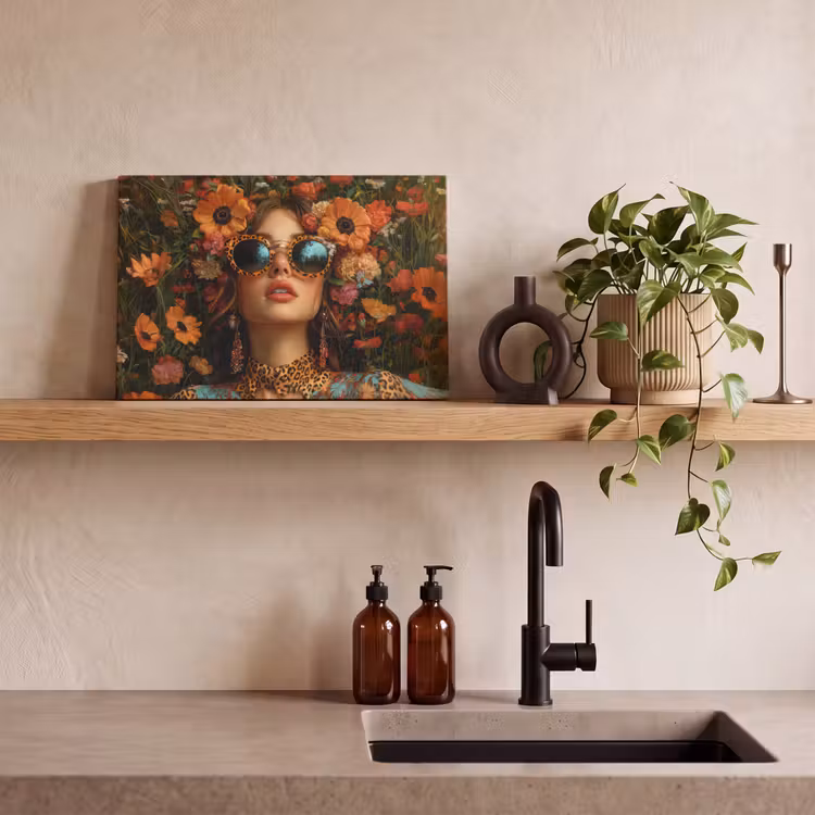 Canvas schilderij - Vrouwen - Bloemen - Modern - Bril - Abstract — 3