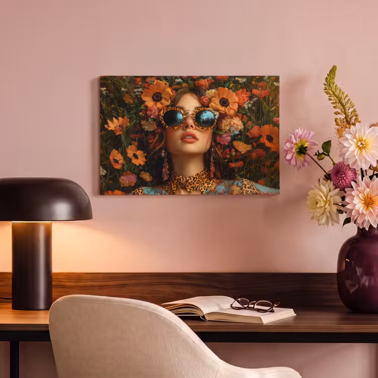 Canvas schilderij - Vrouwen - Bloemen - Modern - Bril - Abstract — 4