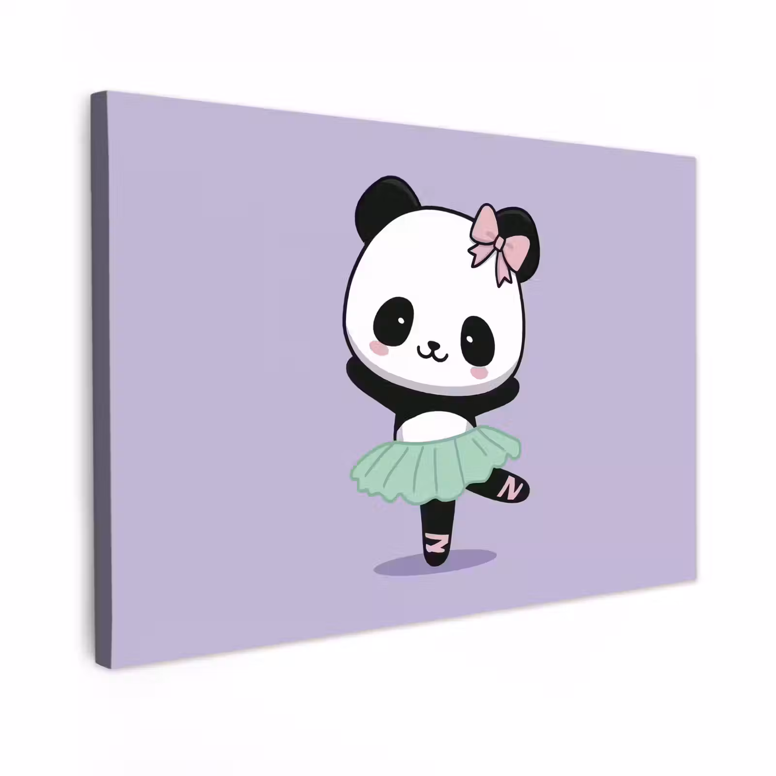 Canvas schilderij - Panda - Paars - Sierlijk - Kawaii — 1