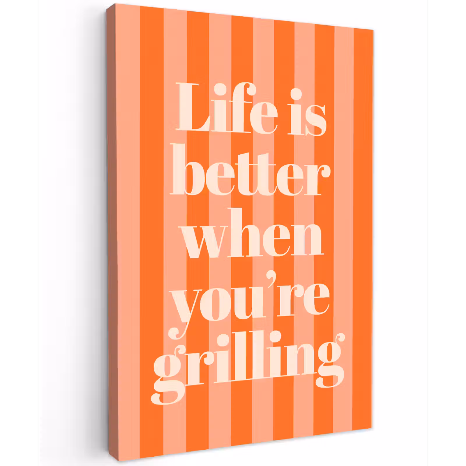 Canvas schilderij - Tekst - Gestreept - Oranje - Zomer — 1