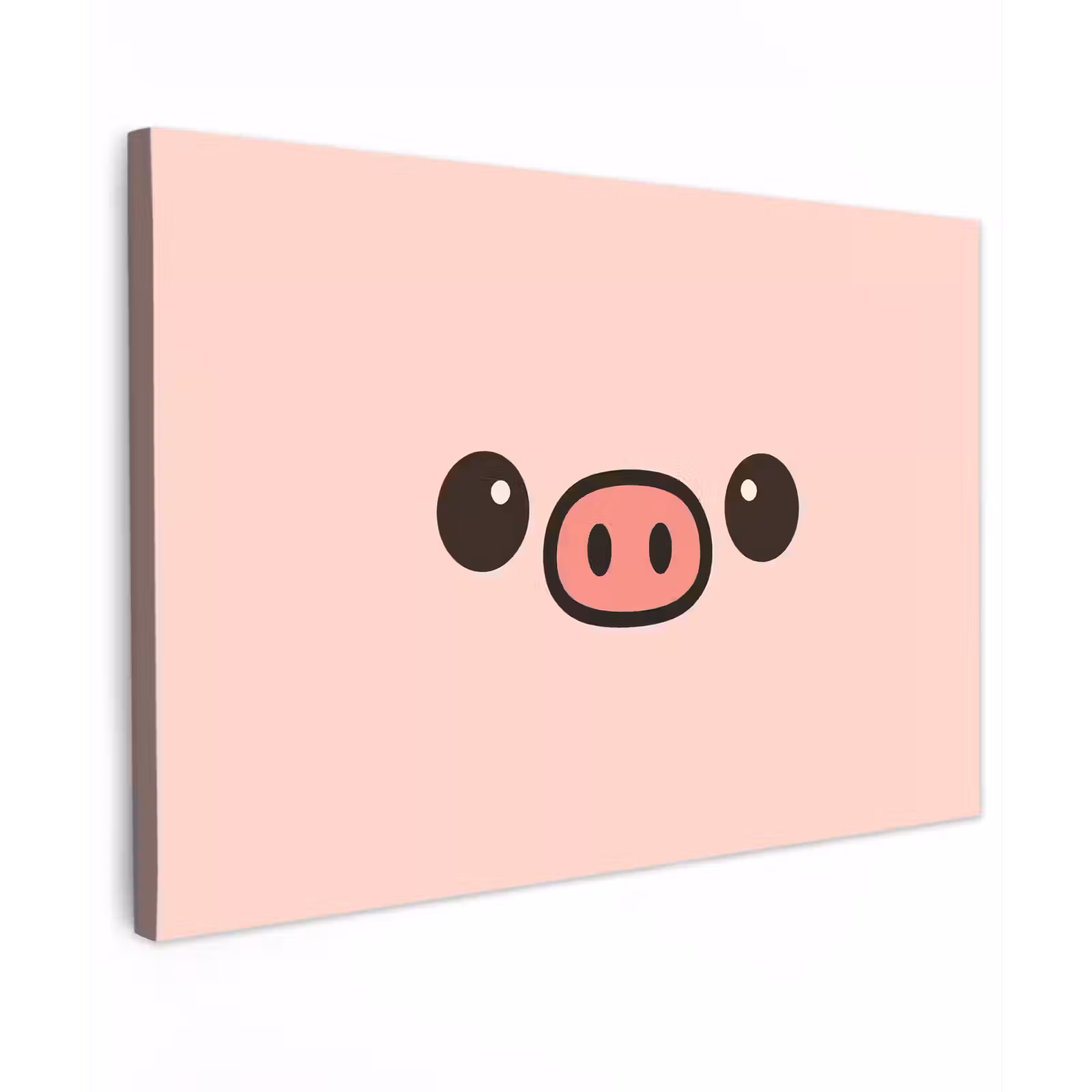 Canvas schilderij - Varken - Roze - Minimalistisch — 1