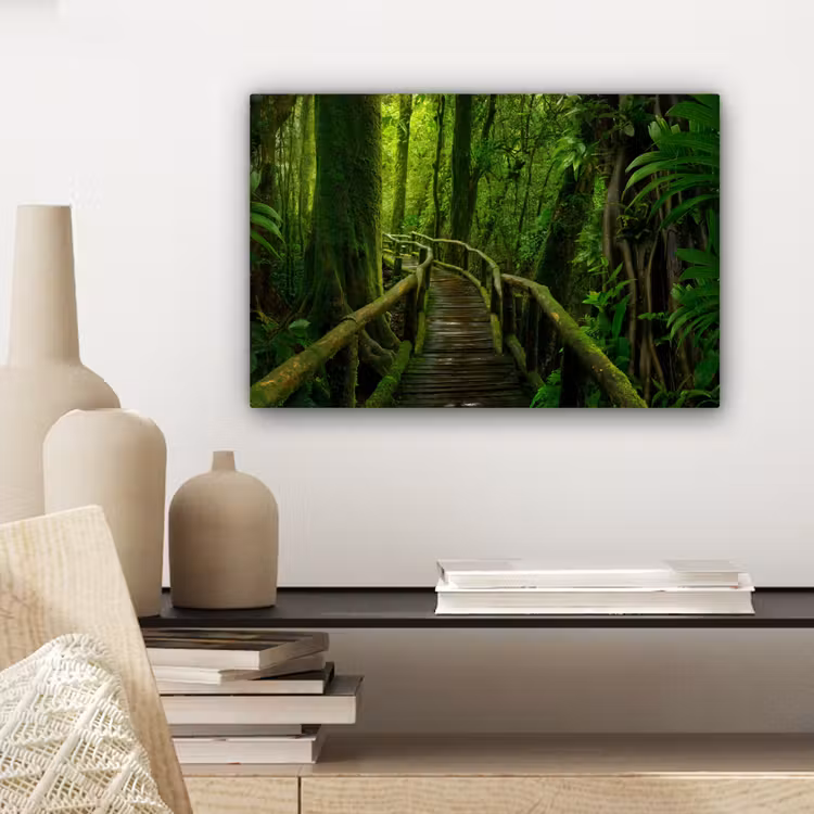 Canvas schilderij - Jungle - Brug - Mos - Natuur - Tropisch — 5