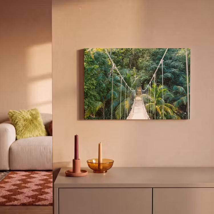 Canvas schilderij - Jungle - Palmboom - Brug - Natuur - Planten — 2