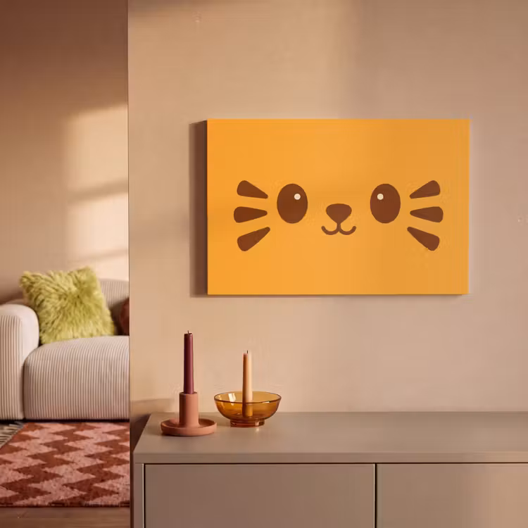 Canvas schilderij - Kat - Simplistisch - Oranje - Vrolijk — 2