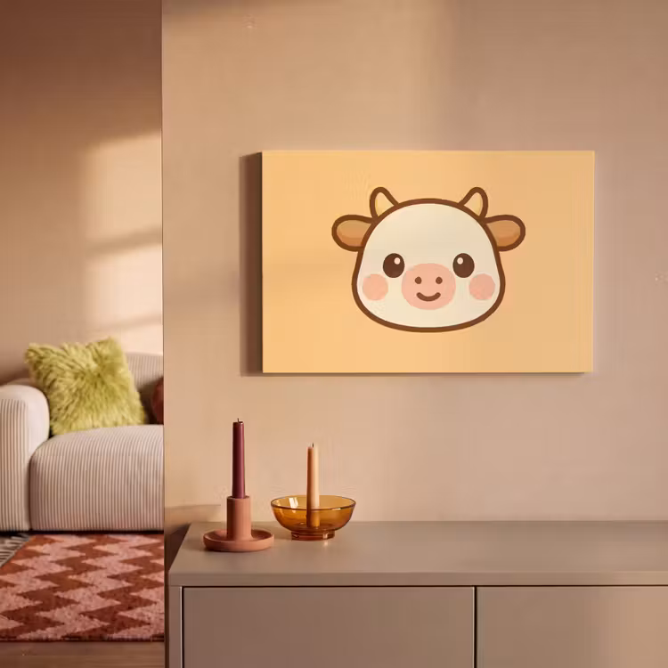 Canvas schilderij - Koe - Oranje - Cartoon — 2