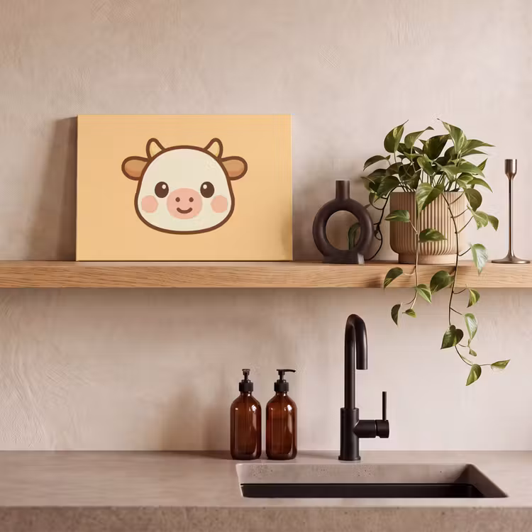 Canvas schilderij - Koe - Oranje - Cartoon — 3