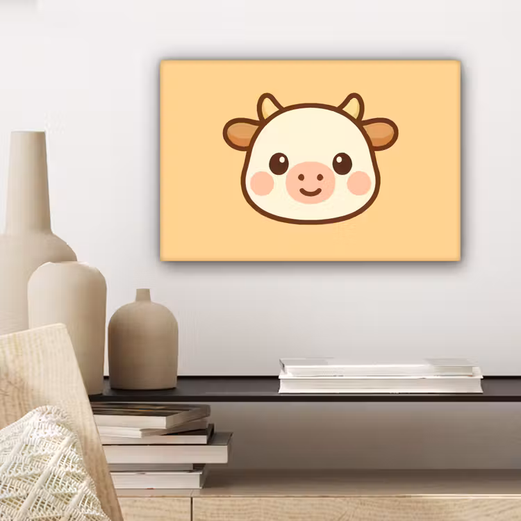 Canvas schilderij - Koe - Oranje - Cartoon — 5