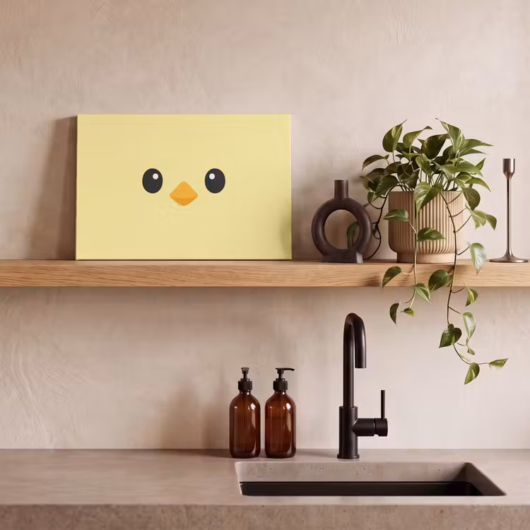 Canvas schilderij - Kuiken - Vrolijk - Geel - Minimalistisch — 3