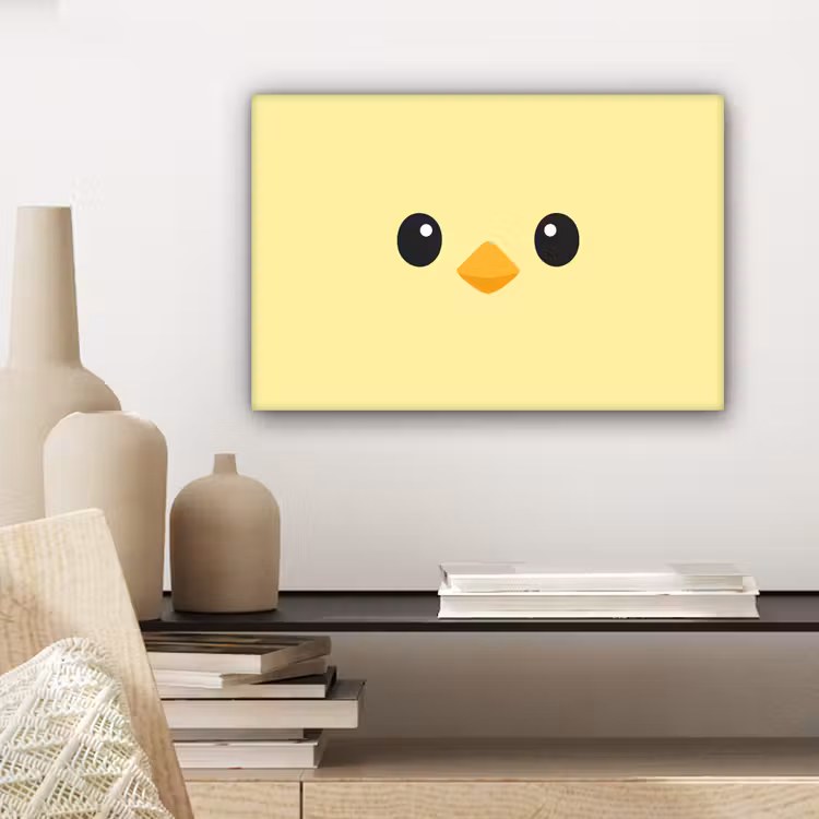 Canvas schilderij - Kuiken - Vrolijk - Geel - Minimalistisch — 5