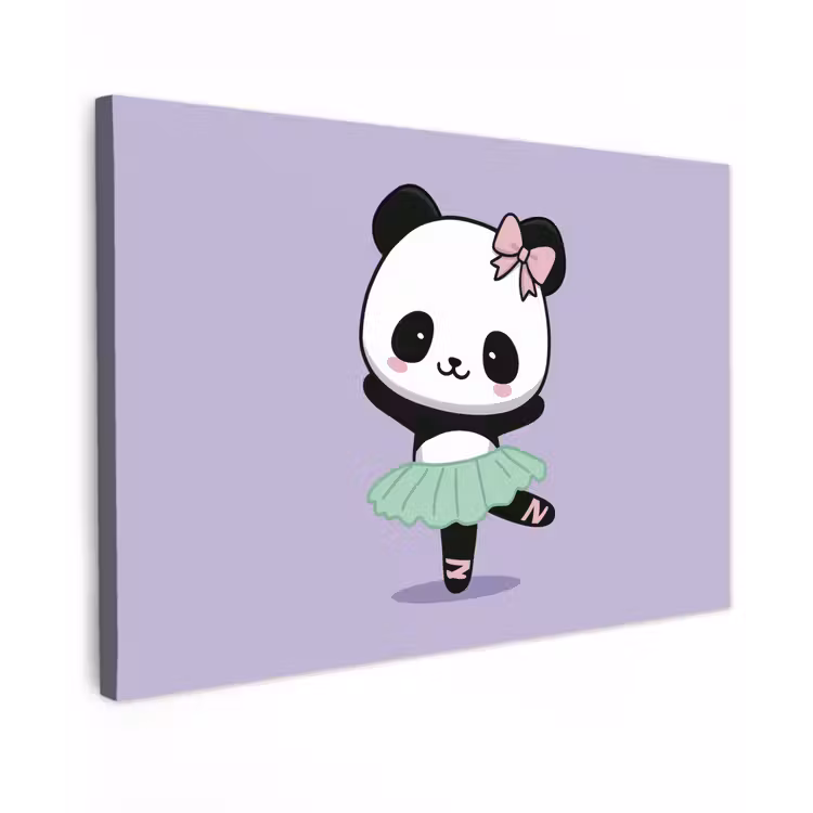 Canvas schilderij - Panda - Paars - Sierlijk - Kawaii — 1