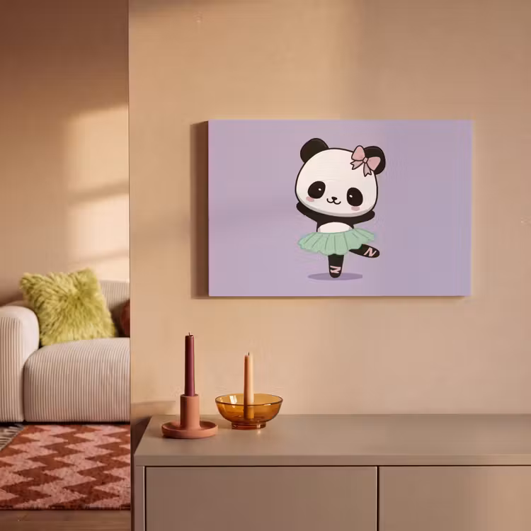 Canvas schilderij - Panda - Paars - Sierlijk - Kawaii — 2