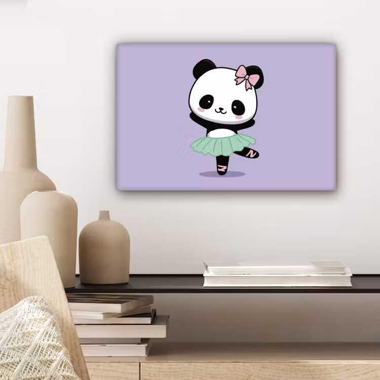 Canvas schilderij - Panda - Paars - Sierlijk - Kawaii — 5