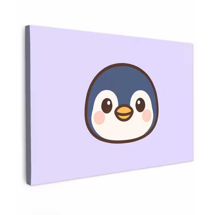 Canvas schilderij - Pinguïn - Paars - Schattig — 1