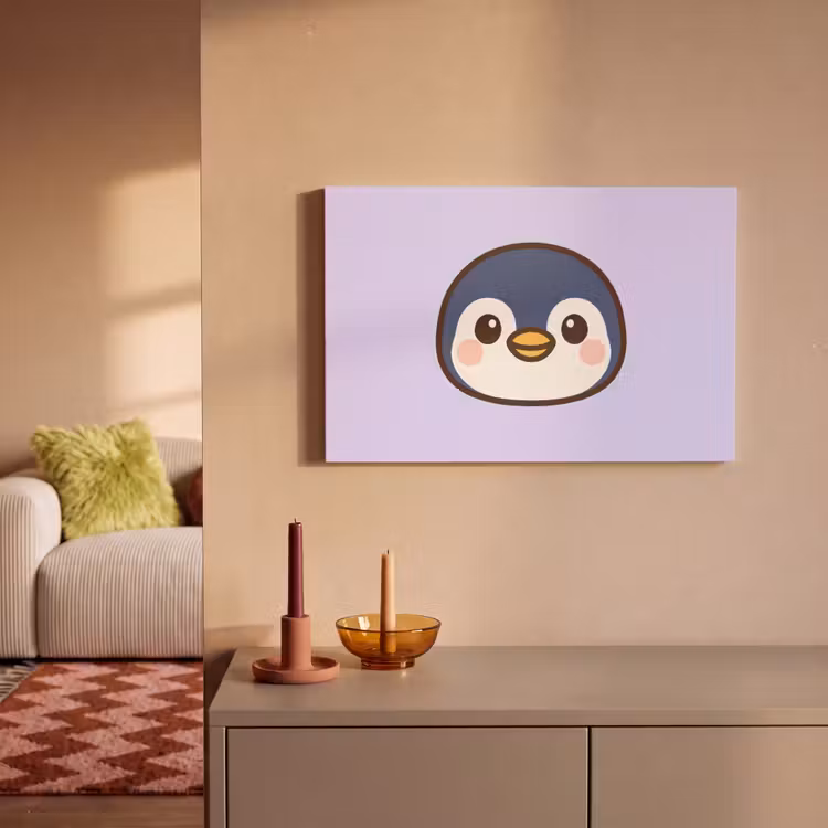 Canvas schilderij - Pinguïn - Paars - Schattig — 2