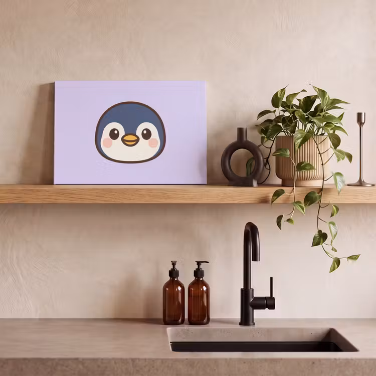 Canvas schilderij - Pinguïn - Paars - Schattig — 3