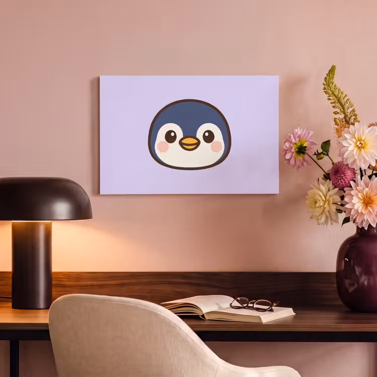 Canvas schilderij - Pinguïn - Paars - Schattig — 4