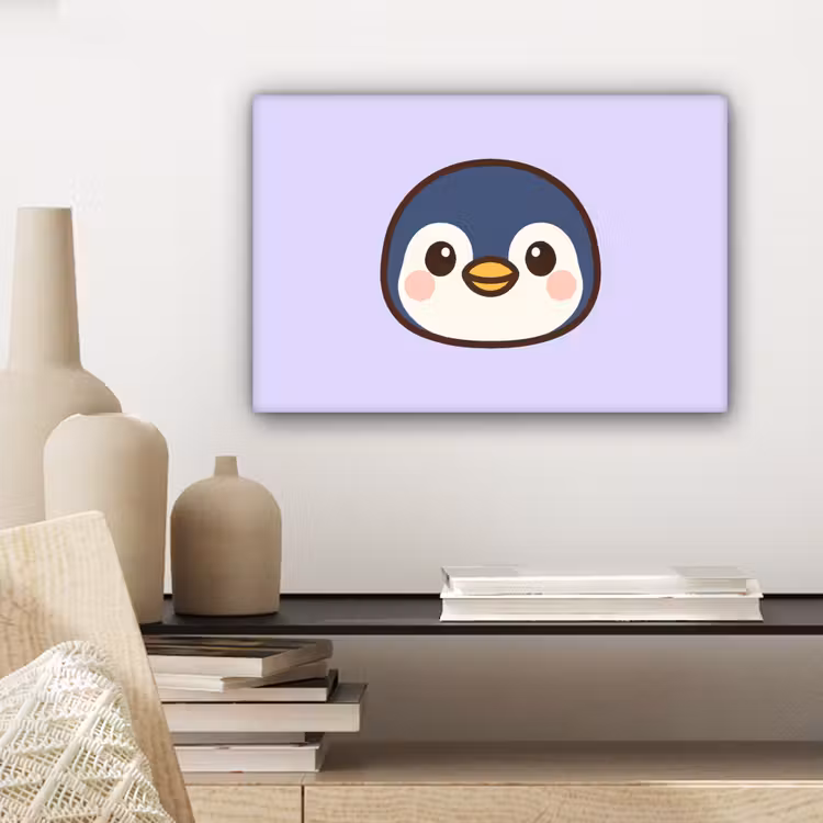 Canvas schilderij - Pinguïn - Paars - Schattig — 5