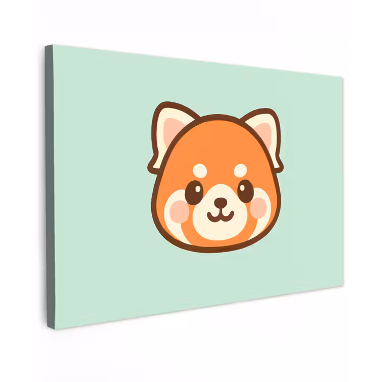 Canvas schilderij - Rode panda - Groen - Cartoon — 1