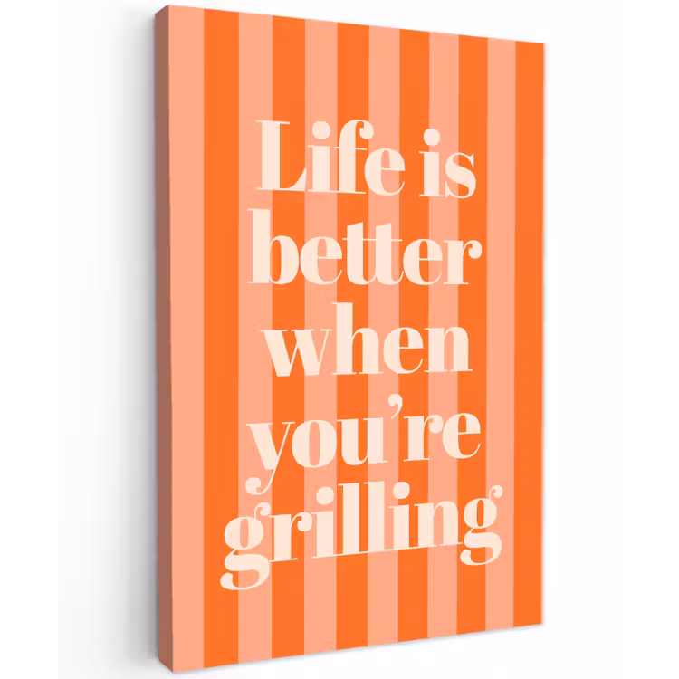 Canvas schilderij - Tekst - Gestreept - Oranje - Zomer — 1