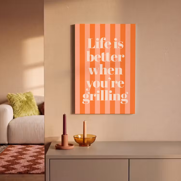 Canvas schilderij - Tekst - Gestreept - Oranje - Zomer — 2