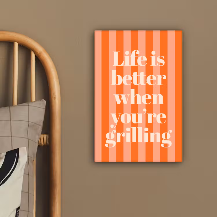Canvas schilderij - Tekst - Gestreept - Oranje - Zomer — 3