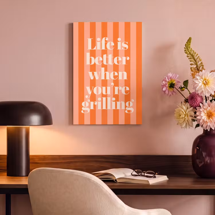 Canvas schilderij - Tekst - Gestreept - Oranje - Zomer — 4
