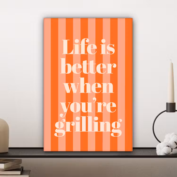 Canvas schilderij - Tekst - Gestreept - Oranje - Zomer — 5