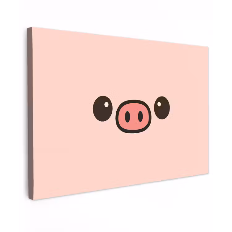 Canvas schilderij - Varken - Roze - Minimalistisch — 1