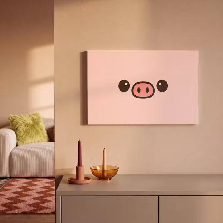 Canvas schilderij - Varken - Roze - Minimalistisch — 2