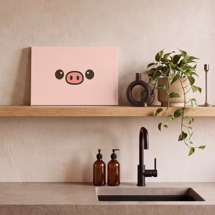 Canvas schilderij - Varken - Roze - Minimalistisch — 3