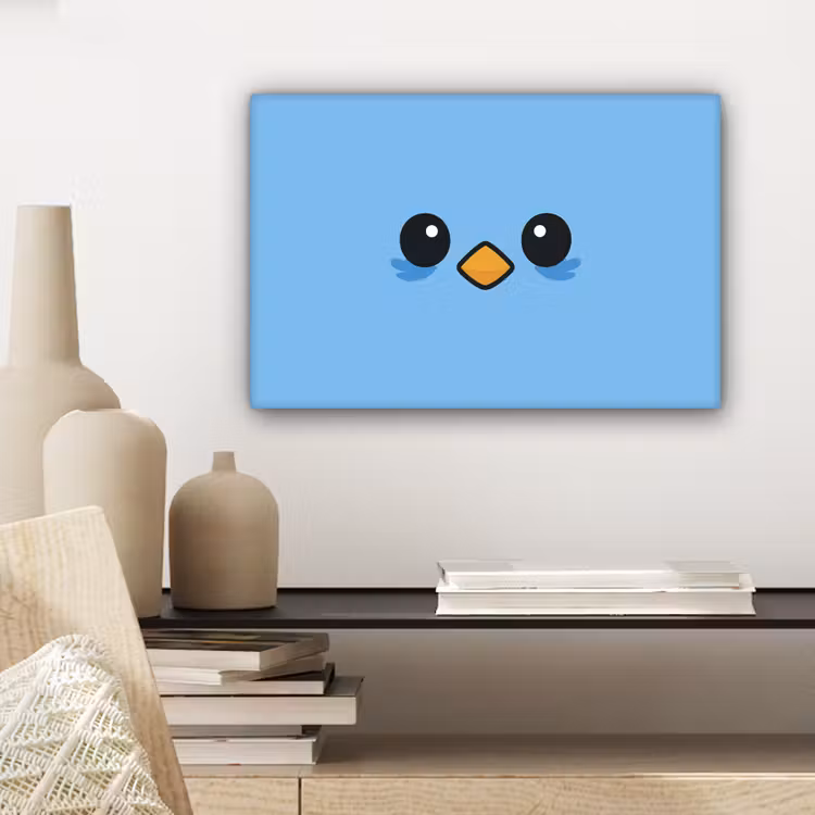 Canvas schilderij - Vogel - Blauw - Eenvoudig — 5