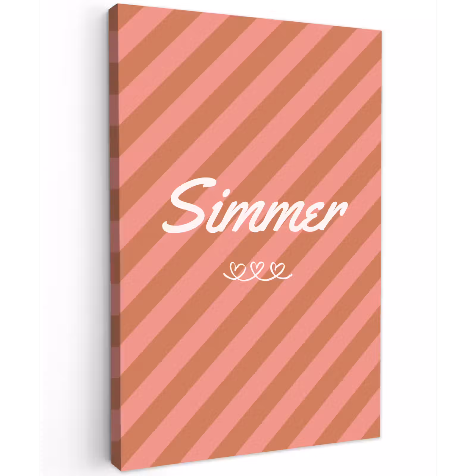 Canvas schilderij - Simmer - Hartjes - Strepen - Roze — 1
