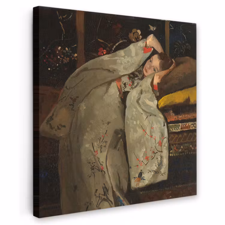 Canvas schilderij - Meisje in witte kimono - Schilderij van George Hendrik Breitner — 1