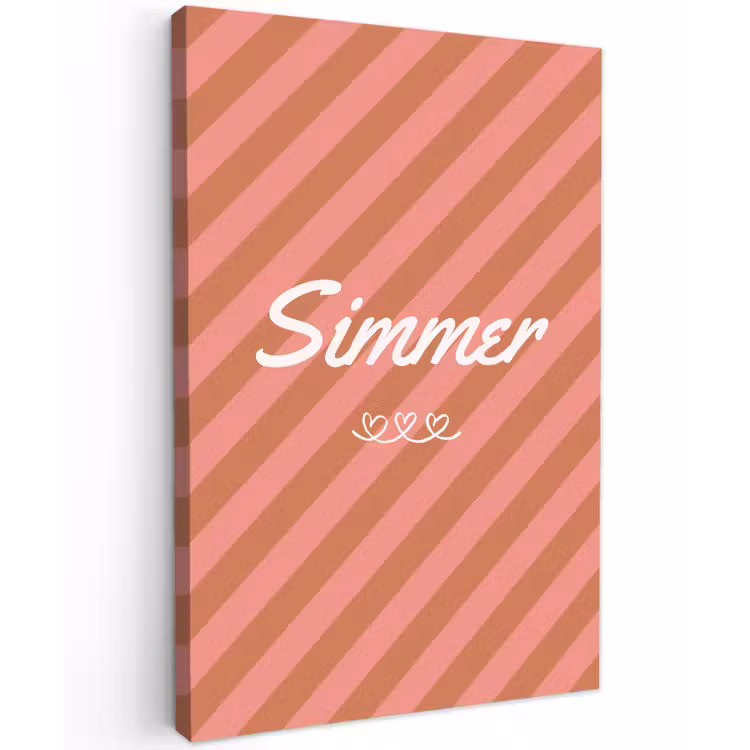 Canvas schilderij - Simmer - Hartjes - Strepen - Roze — 1