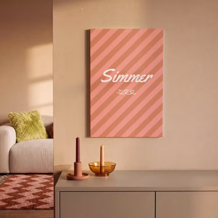 Canvas schilderij - Simmer - Hartjes - Strepen - Roze — 2