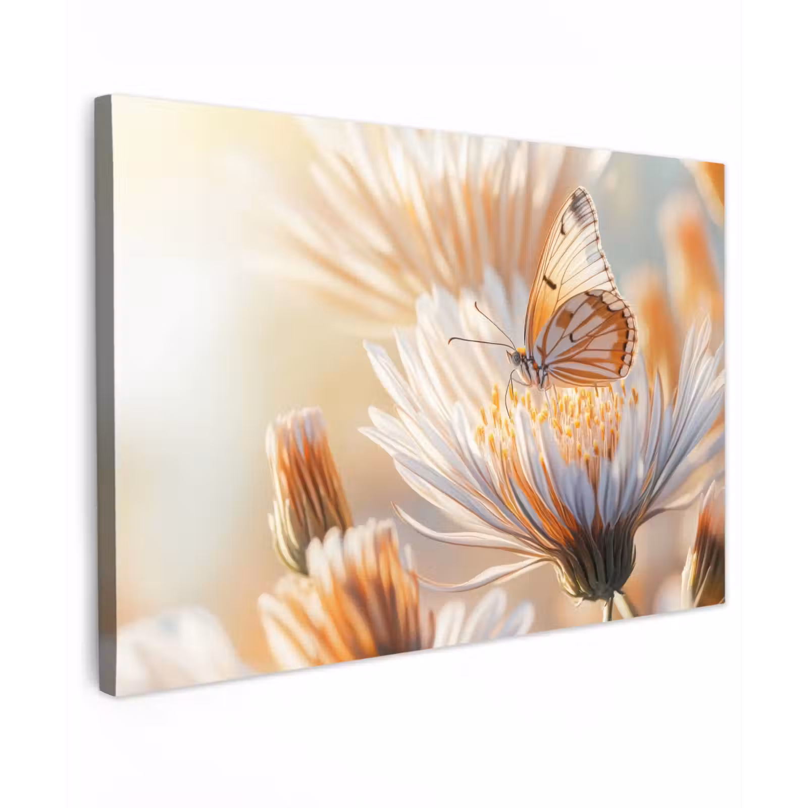 Canvas schilderij - Vlinder - Bloem - Oranje — 1