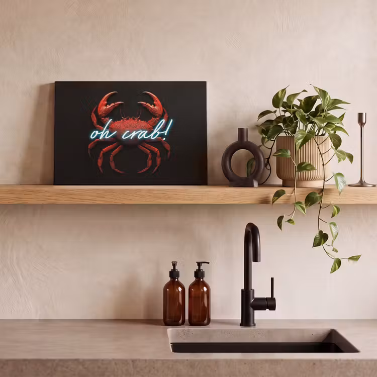 Canvas schilderij - Krab - Rood - Neon - Quote — 3
