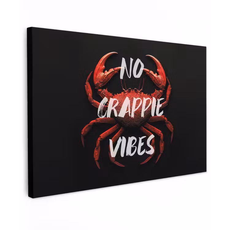 Canvas schilderij - Krab - Rood - Tekst - Zwart — 1