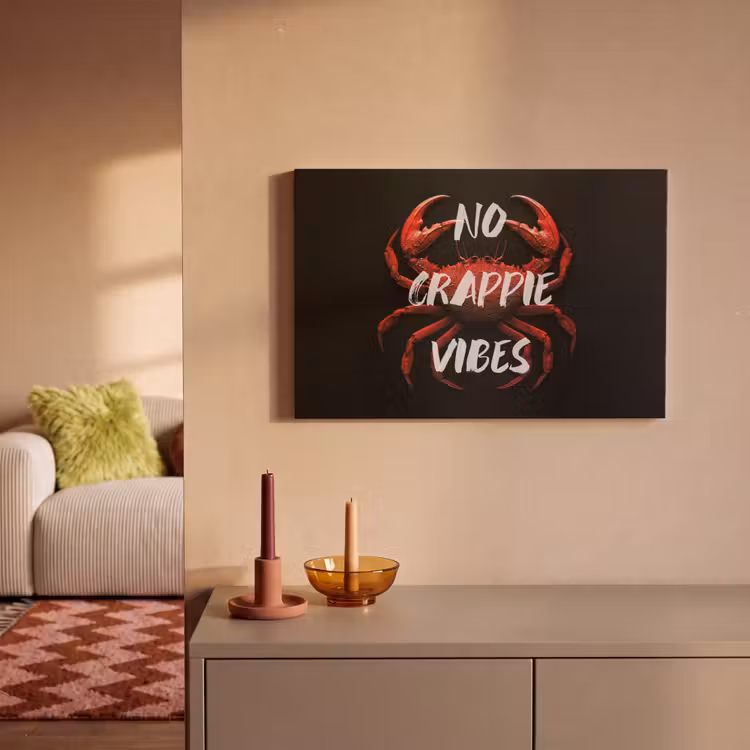Canvas schilderij - Krab - Rood - Tekst - Zwart — 2