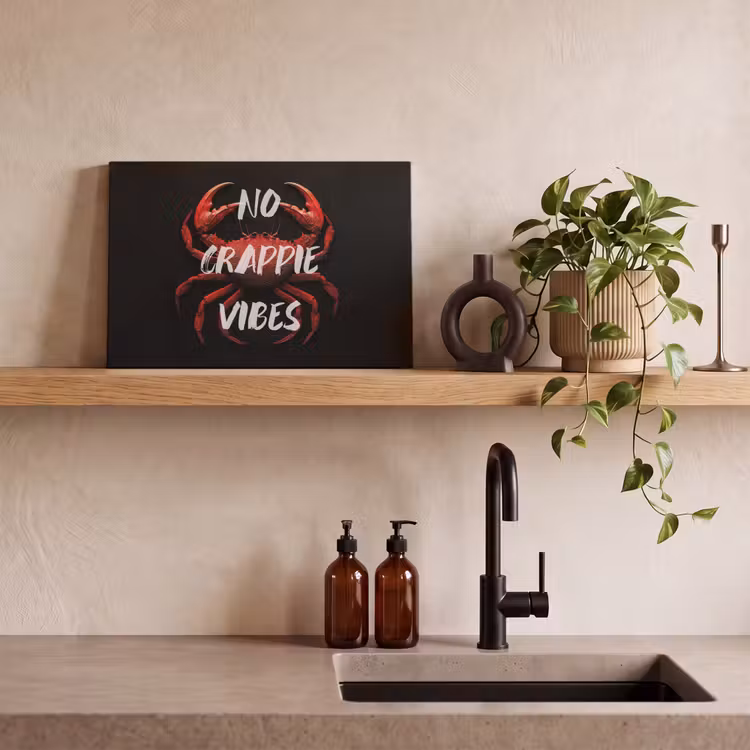 Canvas schilderij - Krab - Rood - Tekst - Zwart — 3