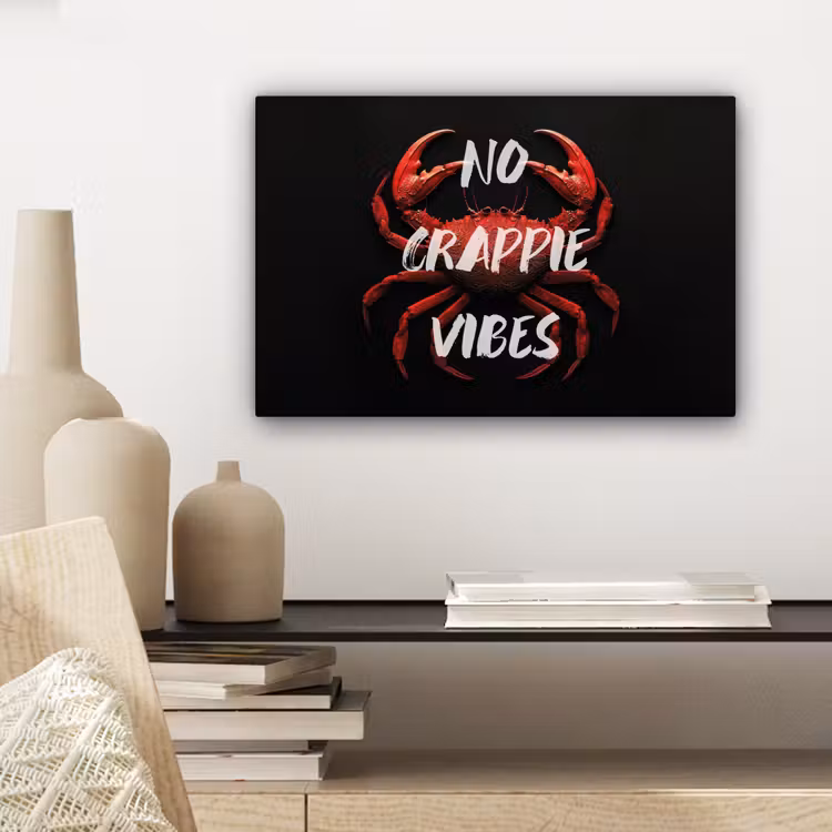 Canvas schilderij - Krab - Rood - Tekst - Zwart — 5