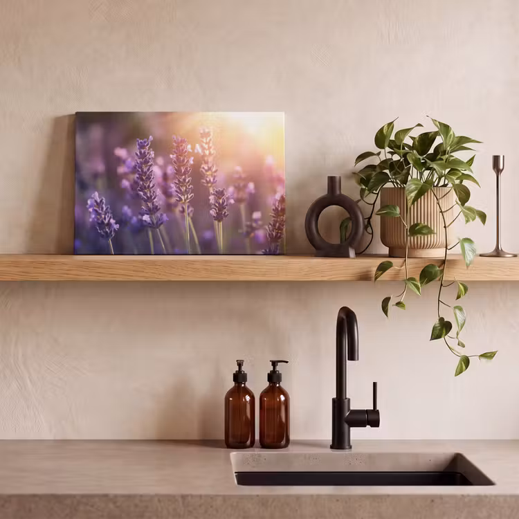 Canvas schilderij - Lavendelbloemen - Paars - Zonlicht — 3