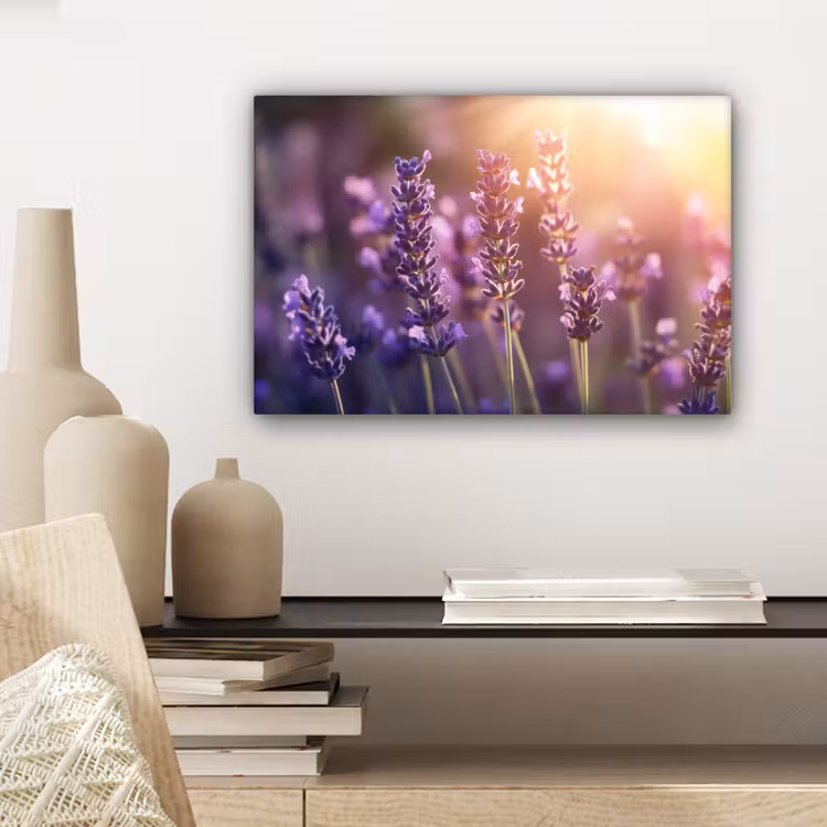 Canvas schilderij - Lavendelbloemen - Paars - Zonlicht — 5