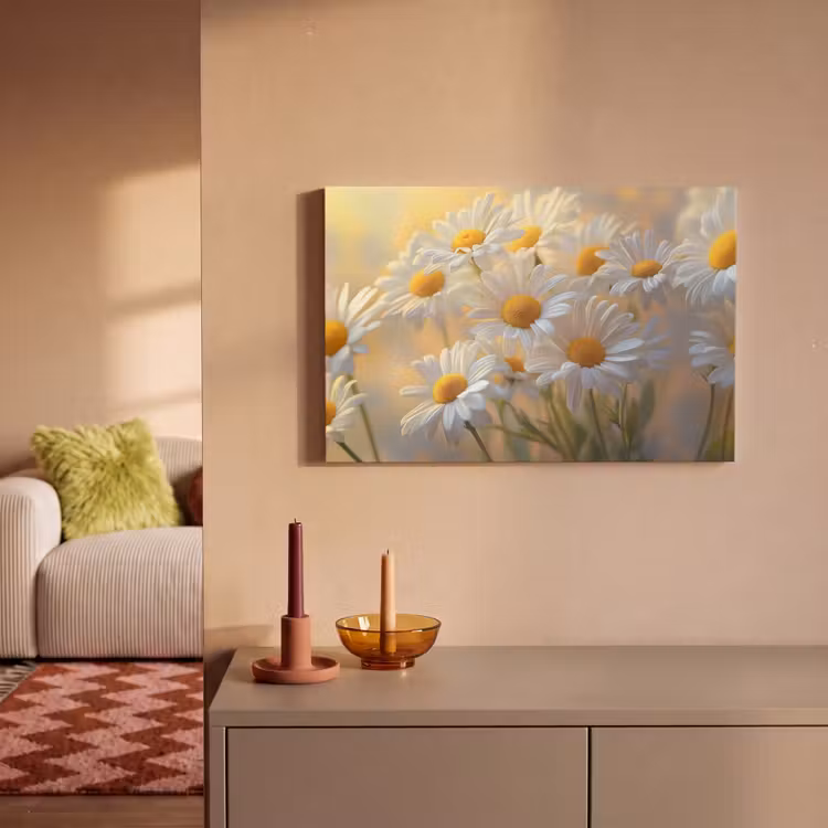 Canvas schilderij - Madeliefjes - Wit - Zonlicht — 2
