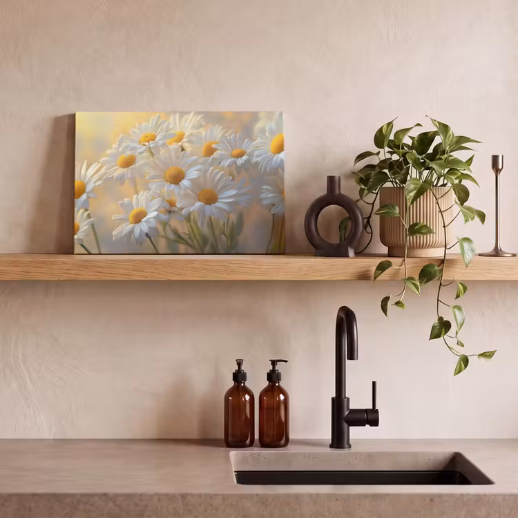Canvas schilderij - Madeliefjes - Wit - Zonlicht — 3