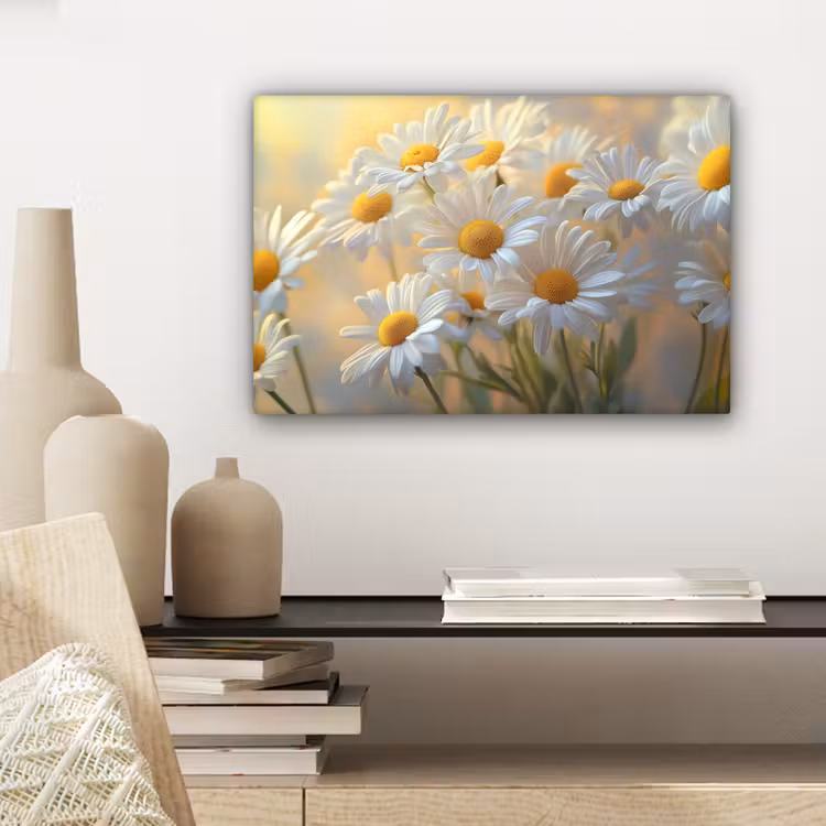 Canvas schilderij - Madeliefjes - Wit - Zonlicht — 5