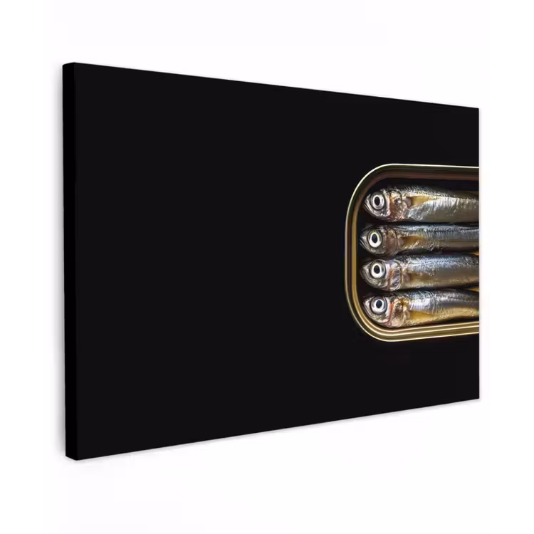 Canvas schilderij - Sardines - Blik - Zwart - Vissen — 1