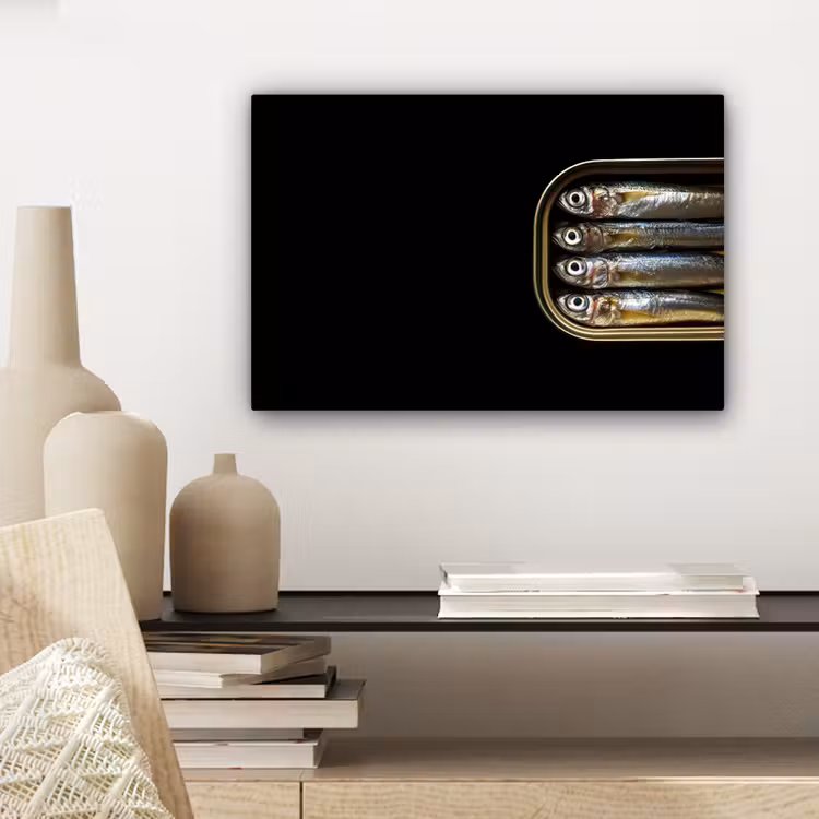 Canvas schilderij - Sardines - Blik - Zwart - Vissen — 5