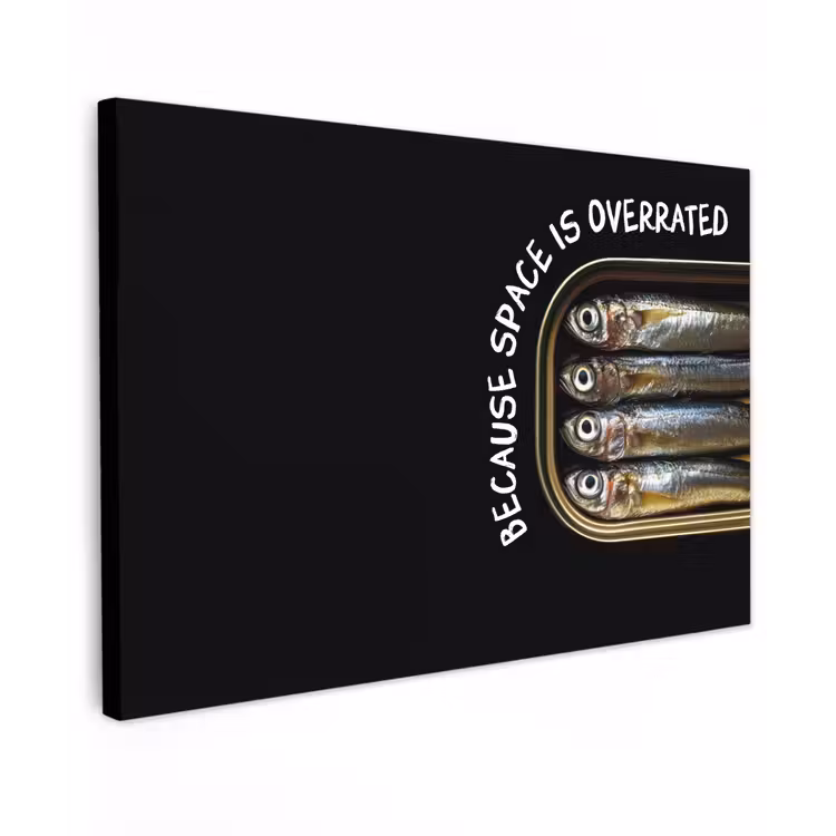Canvas schilderij - Sardines - Tekst - Vis - Blik — 1